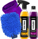 Kit Profissional de Lavagem Automotiva – Shampoo V-FLOC + Cera Tok Final Vonixx + Luva Microfibra