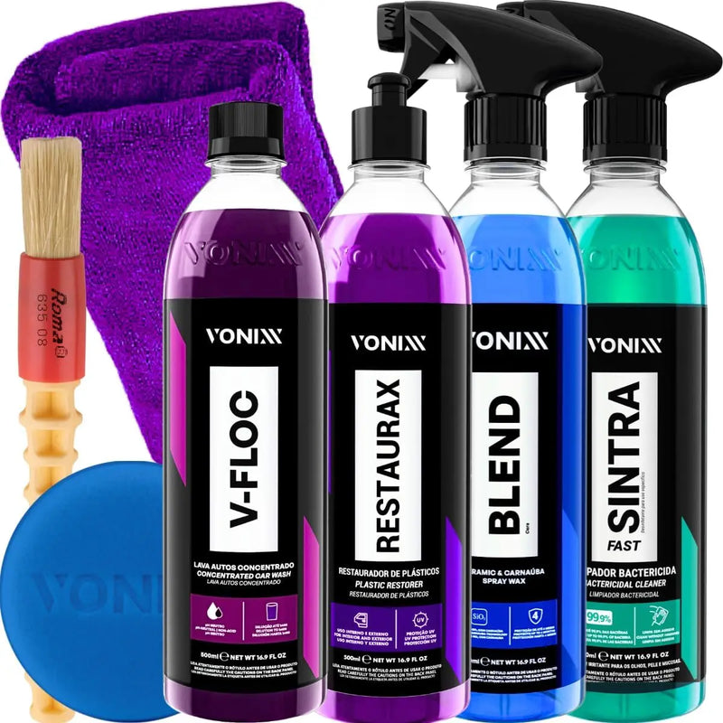 Car Wash Kit Motorcycle Car V-Floc Blend Spray Sintra Fast Restaurax Cloth Applicator Brush